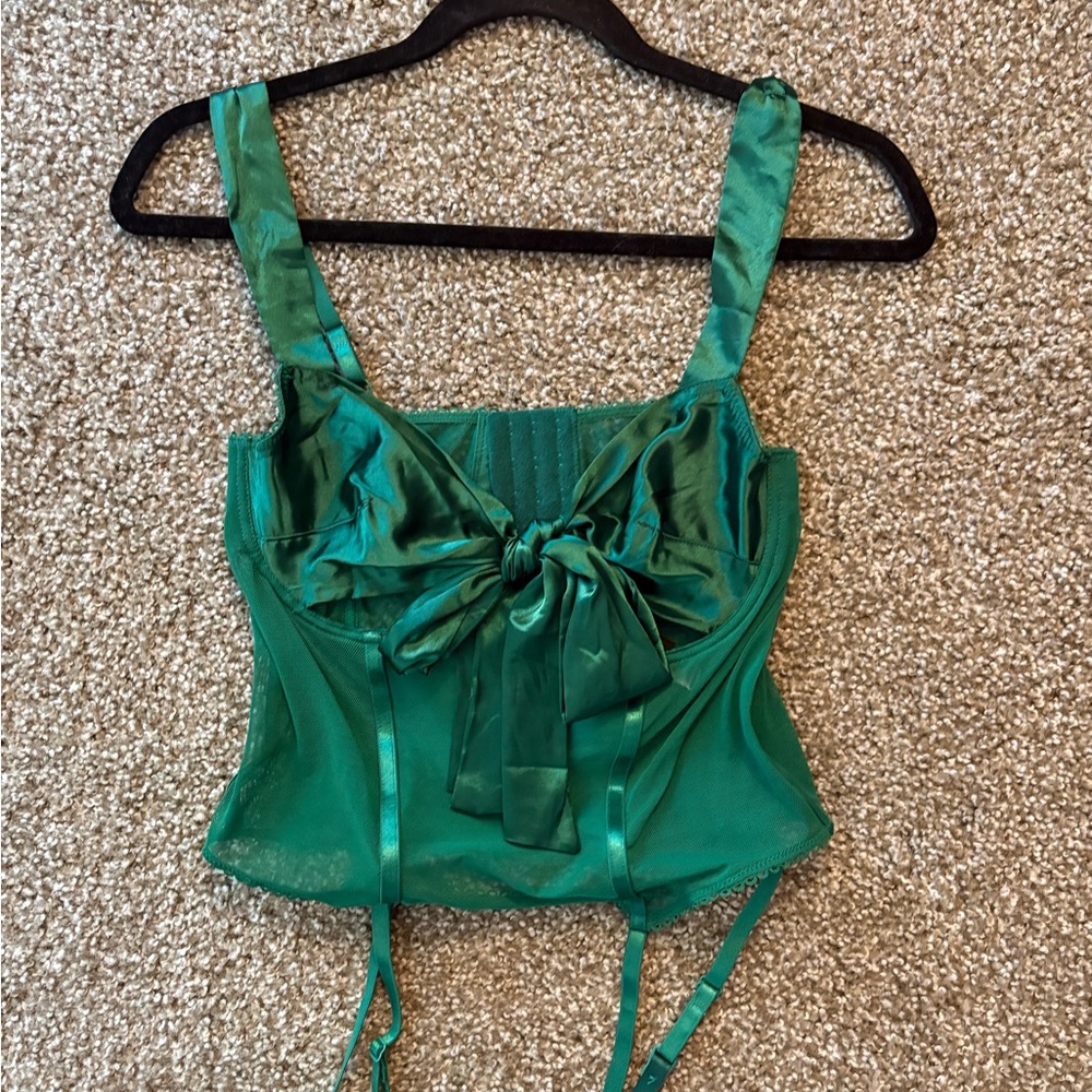 Elegant Green Satin Crop Top